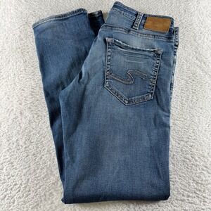 Silver Jeans Co Eddie Jeans Mens 34x34‎ Blue Straight Medium Wash Distressed
